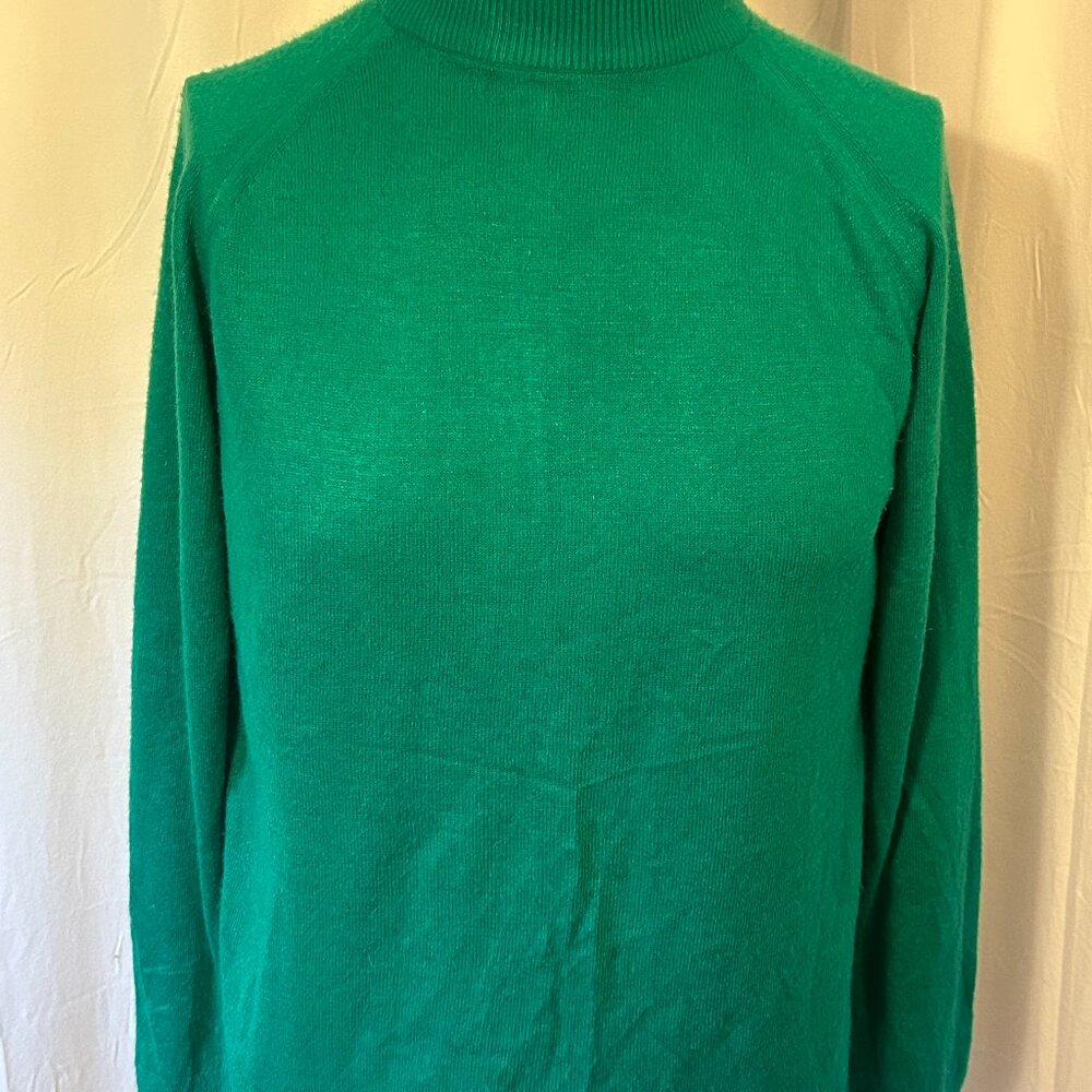 Vintage 80's Designer Originals Green Long Sleeve Wool Sweater W/ Zip (Size M)